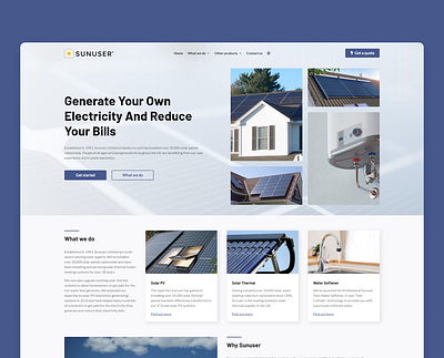 Solar Panel Company Website Design blue corporate energy landing solar ui ux web design website