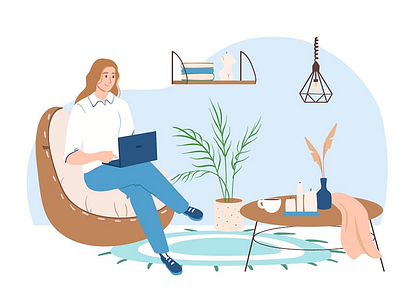 Remote work 2d digitalnomad flat freelancelife freelancework freelancewriter hustleandflow illustration man remoteworker selfemployed solopreneur woman workfromanywhere