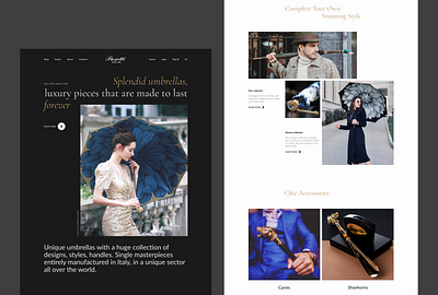 Online store (home page) accessories creative layout dark mode dark website design e commerce home page luxury brand online store trend ui umbrellas