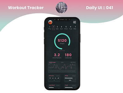 Workout Tracker Daily UI 041 application branding daily ui date design exercise fitness graphic design illustration running sleep sport statistic ui ux walk workout tracker