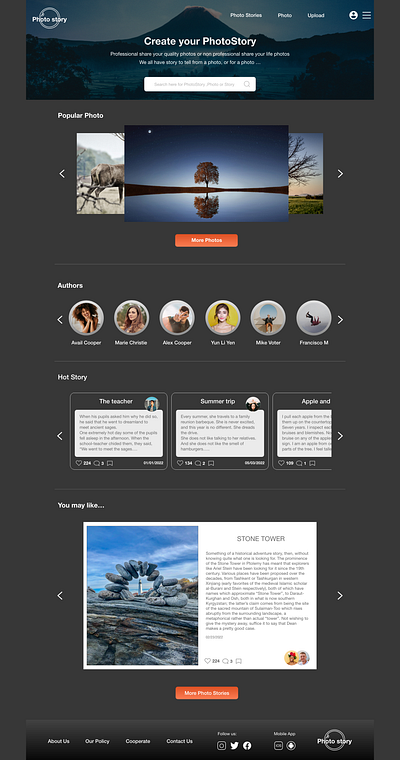 Photo/story sharing platform photo sharing social media ui ux website design