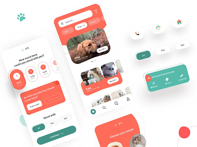 Pet Adoption APP adopt android animals app application breed buy cat design dog interface ios layout sell ui ux