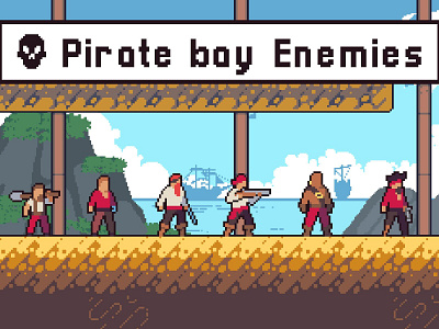 Pirate Pixel Art Sprites Pack 2d art asset assets character enemy fantasy game game assets gamedev indie indie game pirate pirates pixel pixelart pixelated rpg sprite sprites