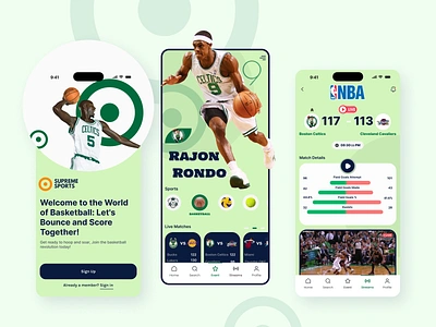 Supreme Sports - Basketball App app application ball basketball basketball app character exercise icon livematches livescore logo mobile nba nba app soccer sport ui ui design ux ux design