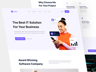 Sawal - IT Software Company Page clean company design hero it landing page page platform pricing software ui web design