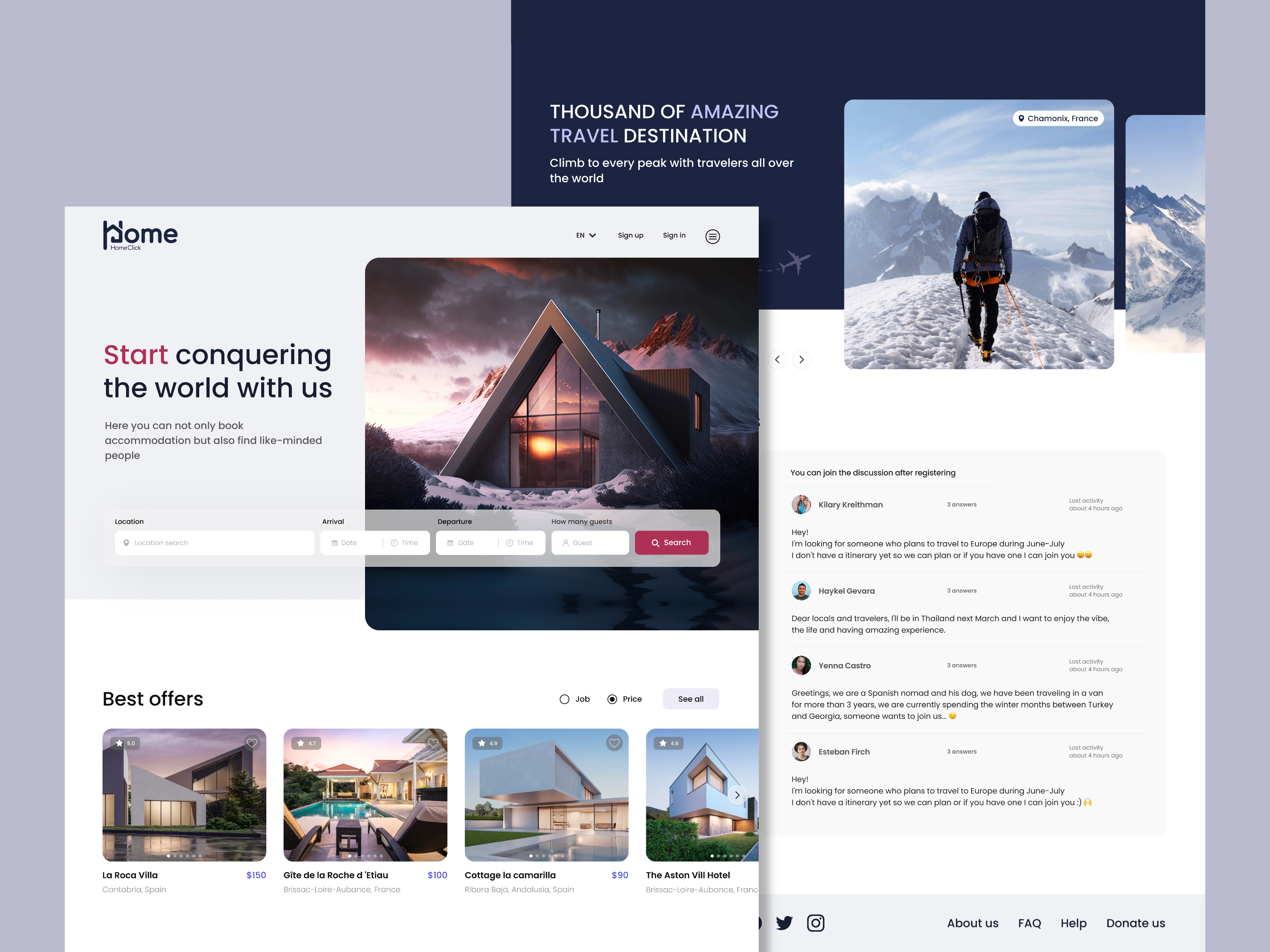 Web service for booking accommodation_ UI/UX booking design home logo trips ui ux ui web web service