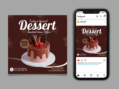 Social media post design | Instagram banner design branding cake canva design dessert graphic design poster socialmedia