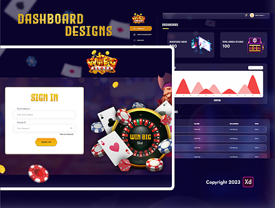 Win Big Slots: Online Casino Dashboard casino dashboard dashboard dashboard design design graphic design interface poker dashboard