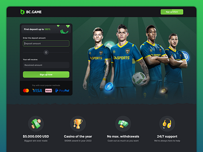 BC Game - Casino Promo Landing Page bc game blockchain casino casino banner casino bonus casino game casino landing casino website crypto crypto casino crypto promo deposit bonus football promo website gambling game gaming online casino roobet sport promo page