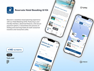 Reservate - Hotel Booking UI Kit app booking design etrexio hotel reservate hotel booking ui kit travel ui ux