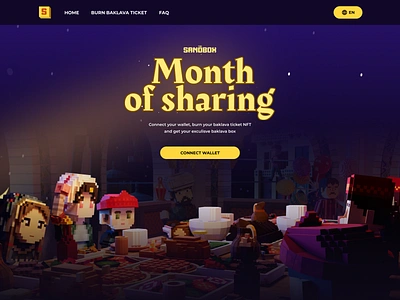 Sandbox - Ramadan Even Landing Page blockchain crypto event game game website gaming graphic design nft pixel art pixel characters promo landing promo website ramadan sandbox web3 website banner website hero section