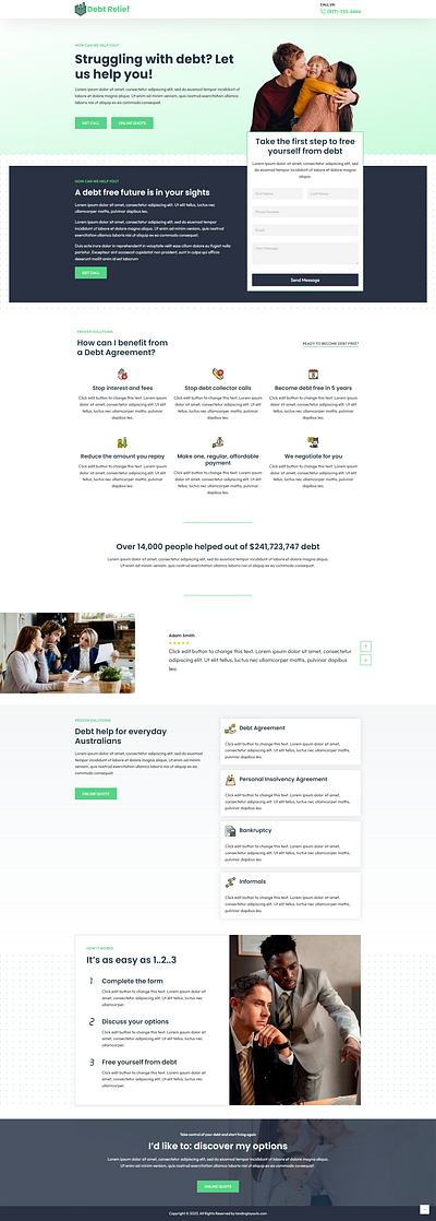 High Converting Debt Relief Lead Generation Landing Page branding design landing page lead generation template wordpress