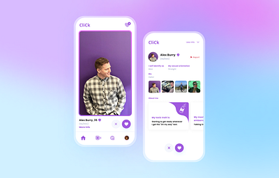 CliCk Social - UI/UX Design app branding couples cute dating dating app design graphic design icon illustration lgbtqia logo love purple typography ui ux vector
