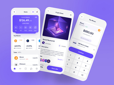 CryptoKit: Crypto Currency App UI Kit animation app app ui branding crypto app development crypto market app crypto ui kit customizable ui kit design graphic design illustration logo mobile design trends product design trend ui user interface