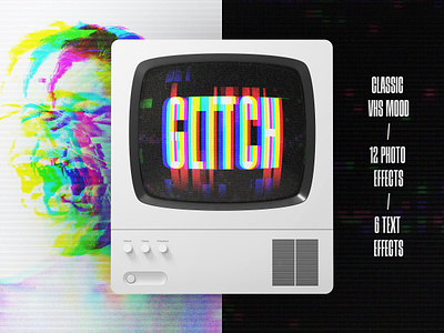 Classic Glitch Effects Collection 90s distortion download effect glitch monitor old photo pixelbuddha pixels psd screen stripes text vhs vintage