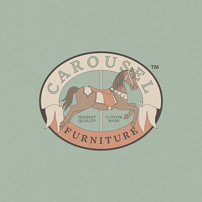 Carousel Furniture Branding, 2022 badge brand identity branding california carousel craftsmanship custom furniture design furniture horse illustration logo wood woodworking