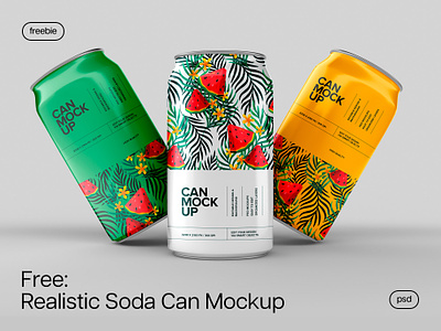 Realistic Soda Can Mockup advertising branding can design download drink food free freebie identity mockup packaging pixelbuddha product psd soda