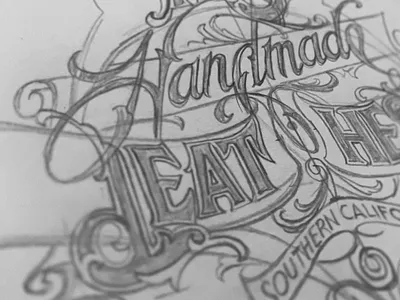 MB (handmade) Leather Sketch handdrawn lettering logo type typography