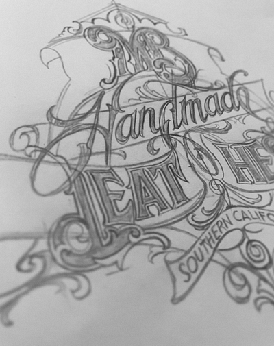 MB (handmade) Leather Sketch handdrawn lettering logo type typography