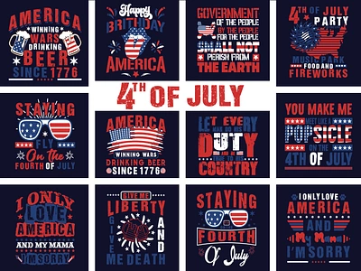 4th of july T-shirt designs bundle calligraphy