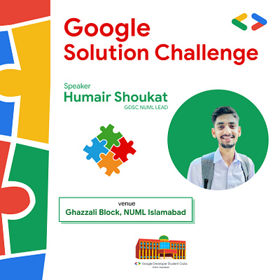 Google solution challenge social media post for GDSC NUML branding design gdsc graphic design illustration logo social media post typography vector