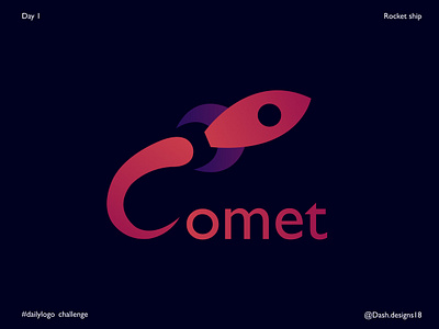 Comet logo design artwork character design comet dailylogochallenge design digital art illustration logo photoshop procreate rocketship
