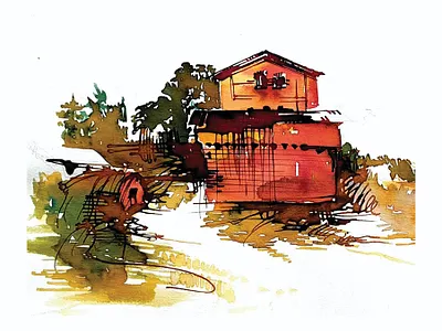 Sketch 01 archisketcher architecture art design drawing ecoline graphic design handdrawing house ideasketch illustration ink landscape landscapeillustration painting paisaggio paisaje sketch ui visualisation