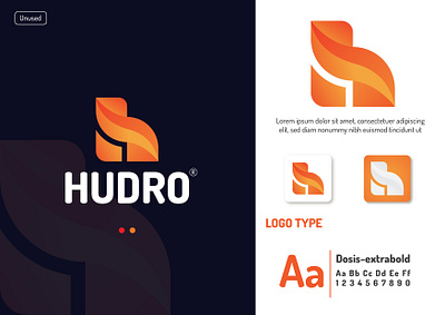 Hudro - Logo Design app icon branding creative logo free logo graphic design h logo hudro logo logo logo design logo mark logo process modern logo professional logo simple logo