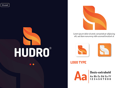 Hudro - Logo Design app icon branding creative logo free logo graphic design h logo hudro logo logo logo design logo mark logo process modern logo professional logo simple logo