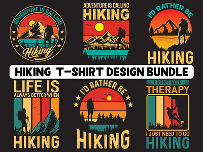 Hiking T-Shirt Design Bundle adventure camper camping campinglife costom design explore graphic design hike hiking landscape mountains nature outdoors photooftheday t shirt design travel tshirt typography vector