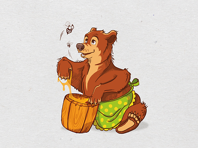 Bear bear color drawing graphic design honey illustration personage sketch