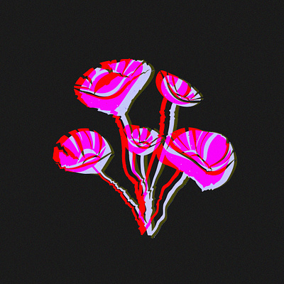 The distortion flowers blackwork digital art graphic design illustration