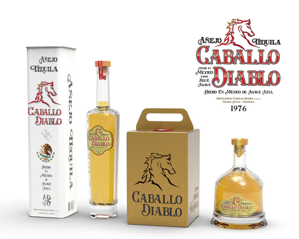 Caballo Diablo | Añejo / Extra Añejo Tequila 3d alcohol bottle design brand identity branding liquor mexico package design packaging tequila