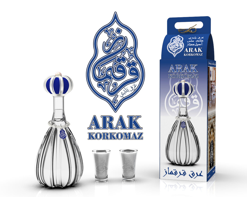 Arak Korkmaz (Lebanese National Drink) 3d arak bottle design brand identity branding lebanese lebanon liquor ouzo package design packaging product design