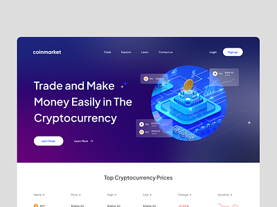 Cryptocurrency's landing page bitcoin crypto cryptocurrency design graphic design landingpage ui ux website