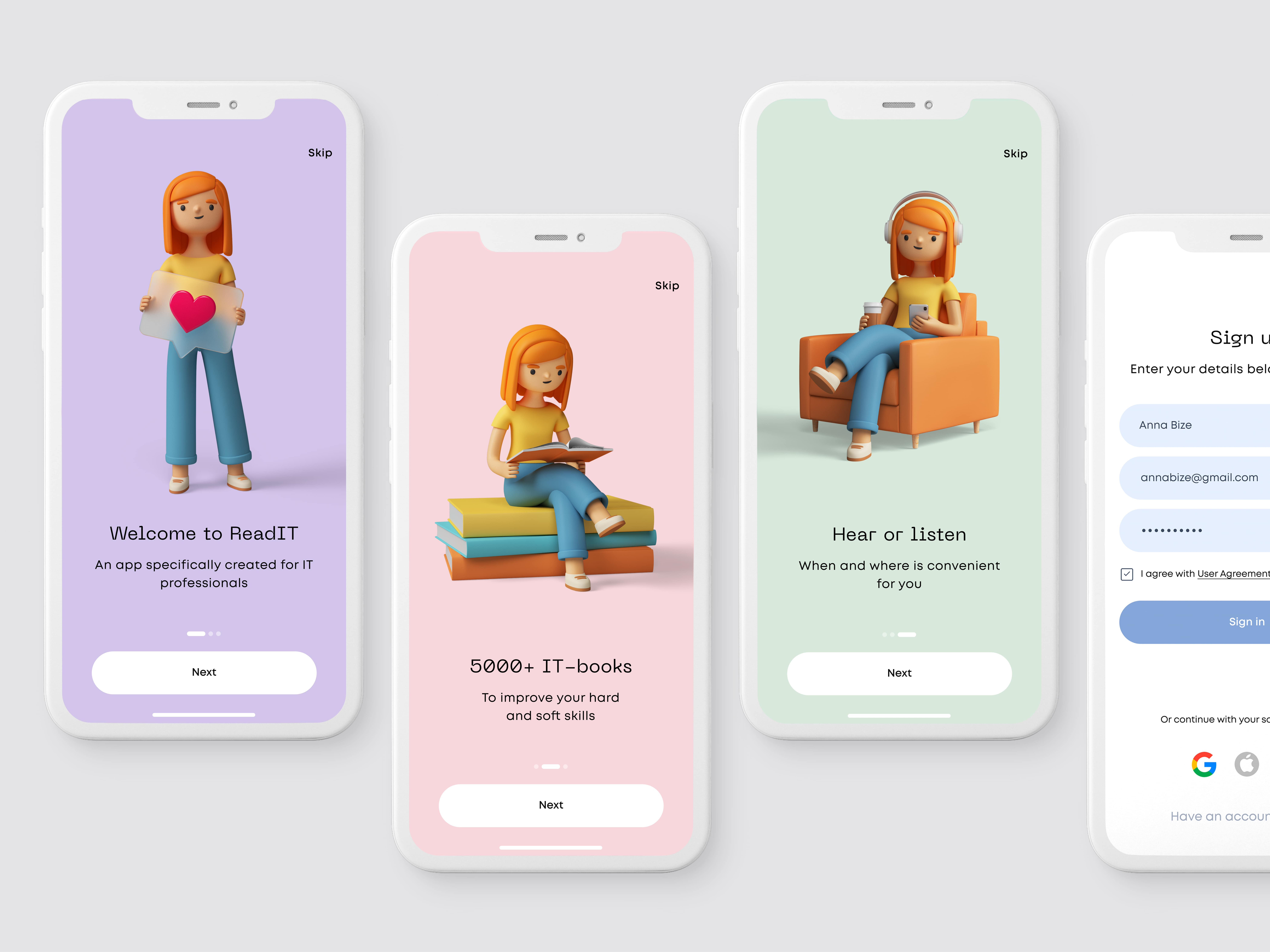 Onboarding. Library of books in the field of IT animation in protopie application onboarding registration ui ui ux web