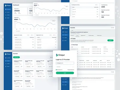 B2B e-Learning LTI Provider app b2b saas b2b web app branding course details page course registration courses dashboard elearning export landing page log in logbook lti protocol lti provider app lti tools monthly registration saas dashboard saas web app uiux