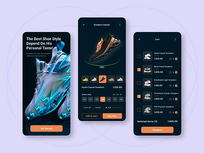 Sneakers App UI app design design e commerce e shop fashion footwear gucchi nike panda saas shoe shoe store shoes shoes app sneakers store app ui ux