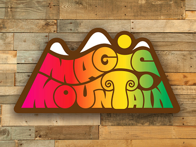 Magic Mountain chocolate chris rooney colorado custom typography edible groovy hippie illustration logo magic mountain mushroom psychedelic rainbow shrooms snow spectrum sun trippy