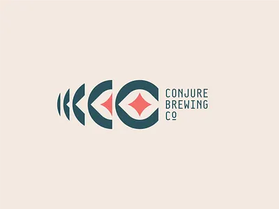 Conjure Brewing Co. update 001 beer brewery c eye fragment geometric green lockup logo magic monospace negative space red star tan type typography