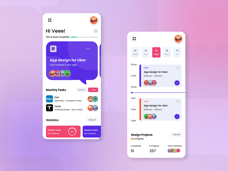 Project Manager App by Vennela Manmohan on Dribbble