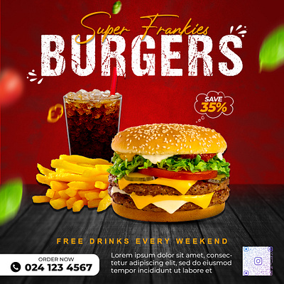 Burger Flyer branding design flyer graphic design illustration social media