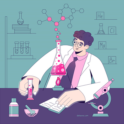 Chemist character chemist design flat illustration illustrator vector