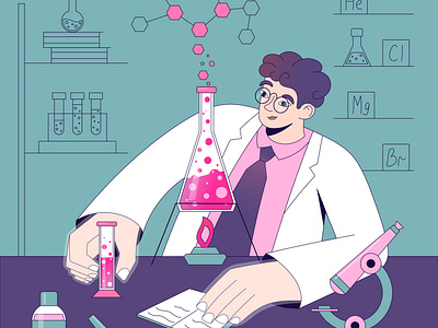 Chemist character chemist design flat illustration illustrator vector