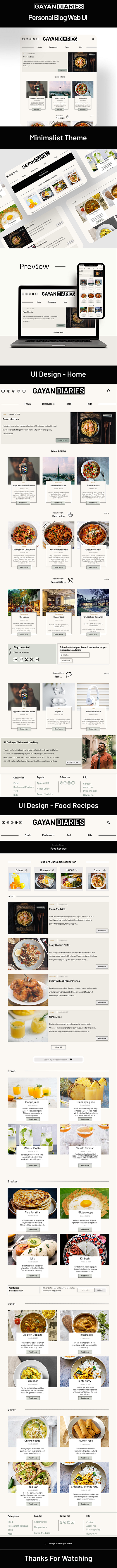 Blog UI Design - Minimalist Theme app black blog blog post boho branding dark food luxury minimalism minimalist modern personal blog travel ui user interface web design web ui website website design