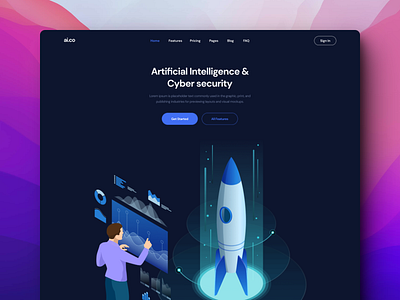 Artificial Intelligence Landing Page ai artificial intelligence cyber security design figma figmadesign illustration lending page ui ux