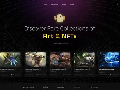 NFT Homepage bitcoin blockchain crypto dark ethereum landing marketplace metamask metaverse nft ui uidesign ux web3.0