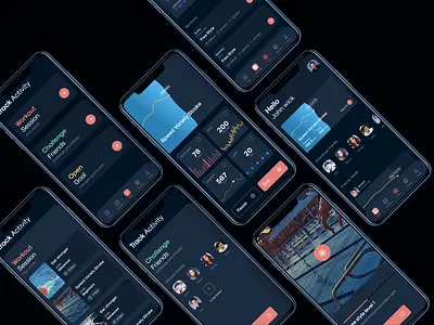 Fitness App dark theme design system figma fitness