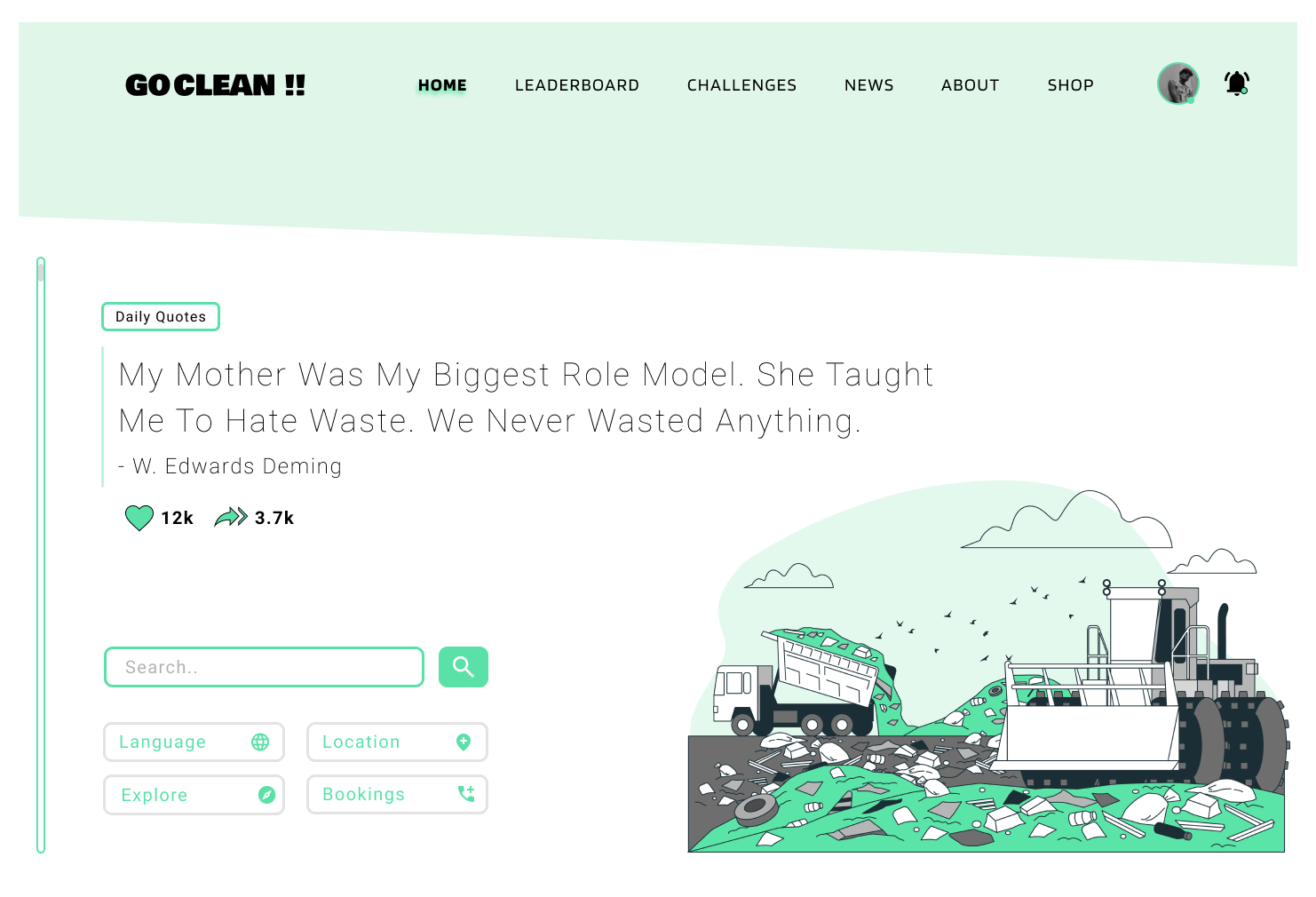 Waste management aesthetic animation app design branding design desktop earth eco graphic design illustration logo site social service typography ui ux vector waste waste management web design