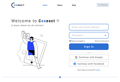 Connect | Sign In page animation app design branding chat connect design desktop graphic design illustration logo page sign in sign up simple social media typography ui ux vector web design